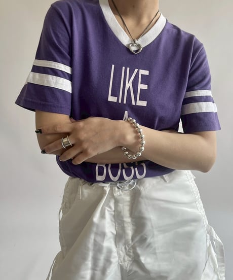 【USED】 LIKE A BOSS V-Neck Ringer T-Shirt /250503-008