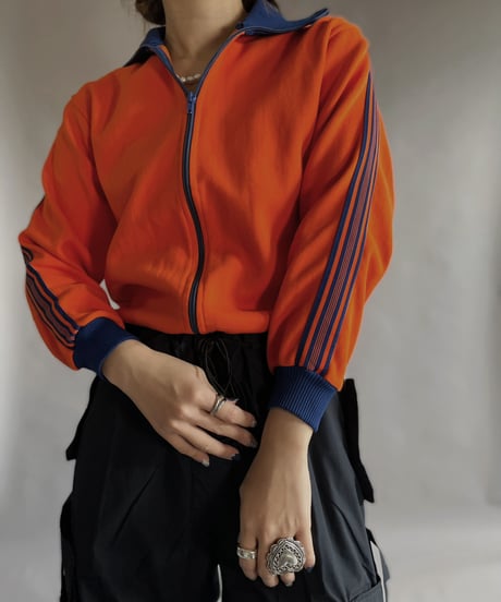 【USED】 Poly Zip-up Line Top Orange / 230128-024