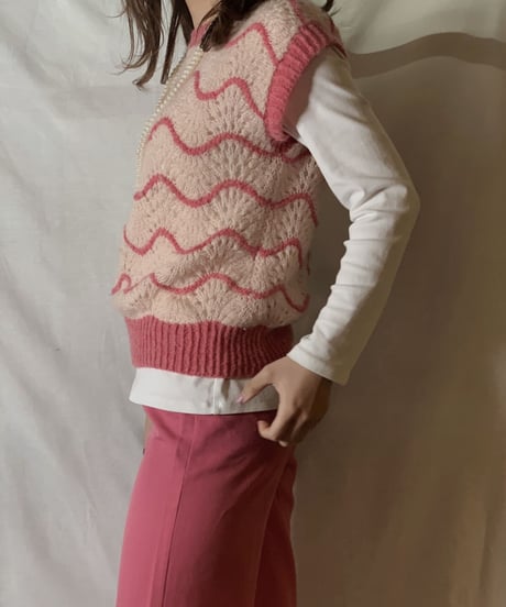 【USED】  N/S Crocket Knit Top①/210303-024