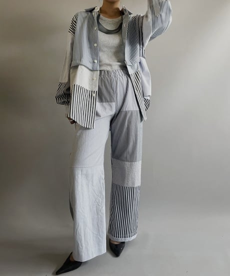【RE;CIRCLE】 RE Patchwork Strip Pants / 230824-002