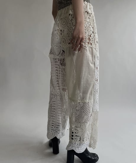 【RE;CIRCLE】 RE Crochet Lace Patchwork Pants / 220526-021
