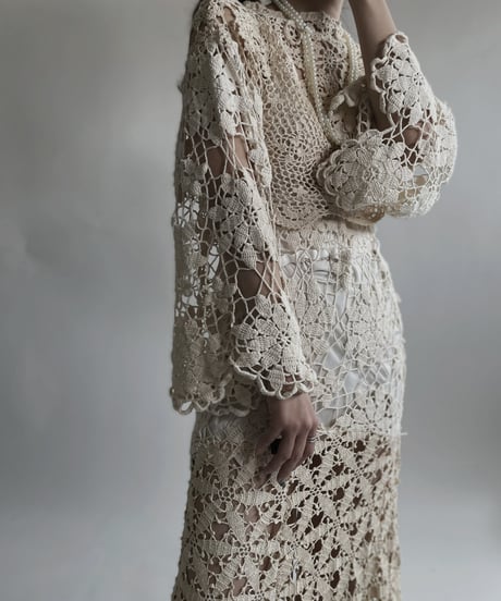 【RE;CIRCLE】 RE Crochet Lace Shirt Tops / 220427-014