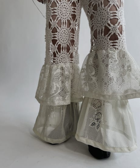 【RE;CIRCLE】 RE Crochet Lace Tiered Pants / 220427-044