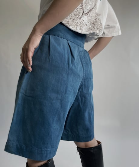 【MEND】 Italian ARMY Dyed Gurkha shorts -Blue-/ 220625-004