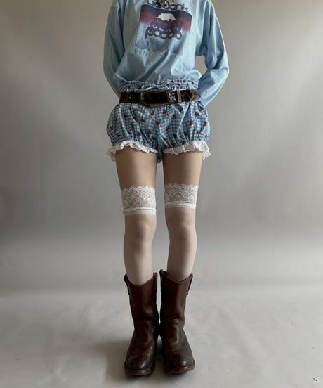 【USED】 Gingham Check × Cherry Pattern Micro Shorts /260418-008