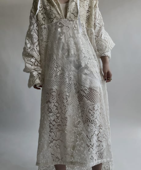 【RE;CIRCLE】 RE Crochet Lace Open Collar One-piece / 220427-030