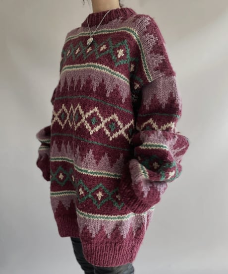 【USED】 Made in Ecuador Wool 100% Knit Top 231209-010