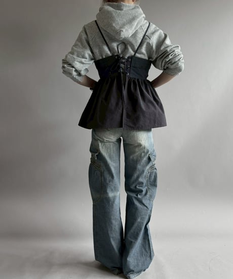 【RE;CIRCLE】 RE U.S Military Rebuild Corset Bustier Navy / 260423-001