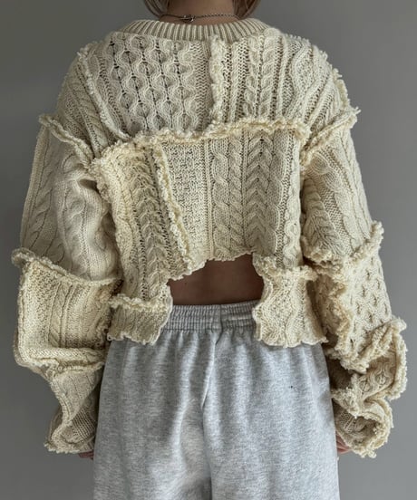 【RE;CIRCLE】 RE Aran Knit Patchwork Pullover Top / 251218-003