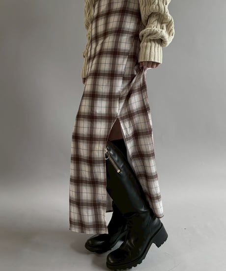 【USED】 Checked Long Camisole One-Piece  /251115-011