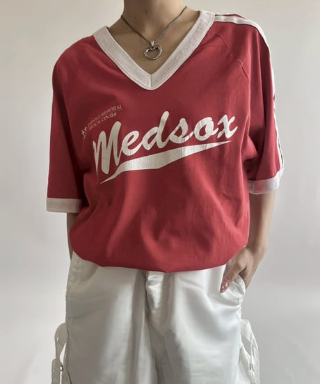 【USED】 Made in USA V-Neck Medsox Ringer T-Shirt /250503-003