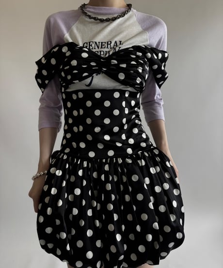 【USED】  Dead Stock MISS CIRCLE Dot Pattern Camisole One-Piece   / 250531-017