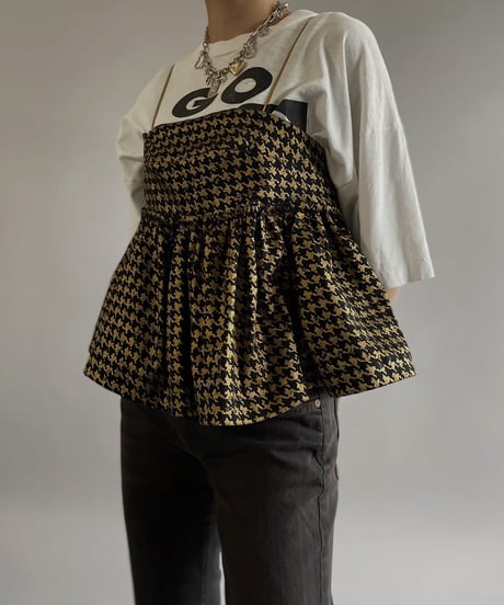 【USED】BRYAN and JOHNNY Houndstooth Patterned Camisole Top/ 240421-010