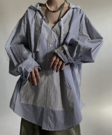 【RE;CIRCLE】 RE Stripe Shirt Mexican Hoodie / 220423-029