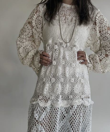 【RE;CIRCLE】 RE Crochet Lace Patchwork One-piece / 220526-006