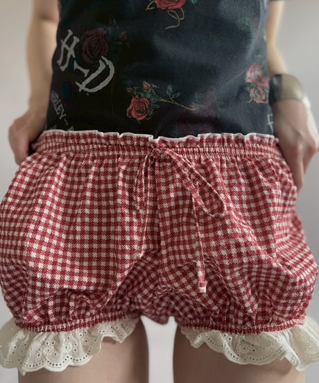 【USED】 Gingham Check Pattern Micro Shorts /260418-038