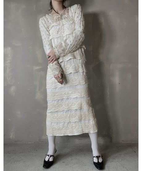 【RE;CIRCLE】 RE Crochet Long Skirt/220220-013