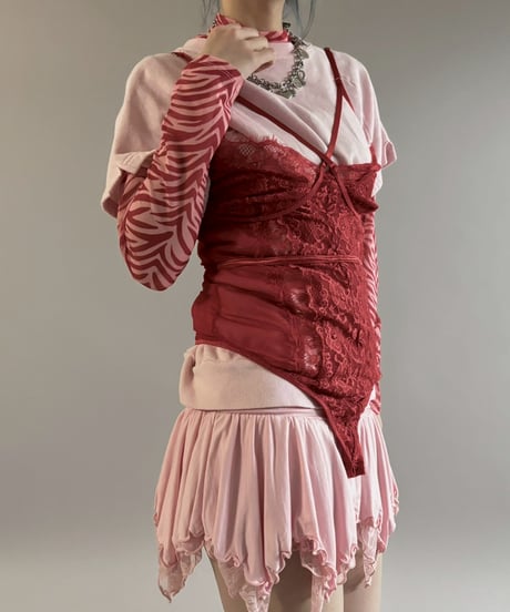 【USED】 Lace Pattern Camisole Leotard Top / 260307-028