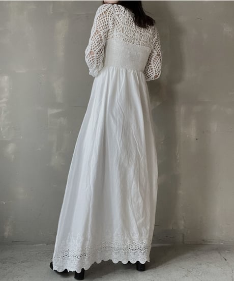【USED】  White Cotton Camisole One-piece/220220-031