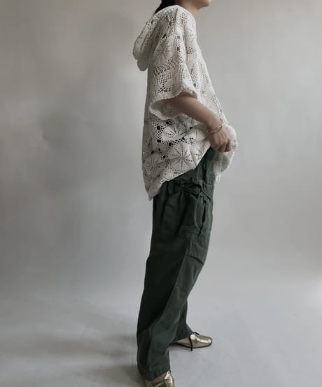 【RE;CIRCLE】 RE Crochet Lace S/S Hoodie / 220427-029