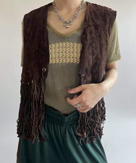 【USED】 Suede Fringe Vest / 250517-023