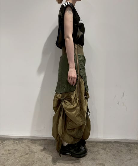 【RE;CIRCLE】 RE U.S Military Rebuild Parachute Layered Skirt Khaki / 260423-007