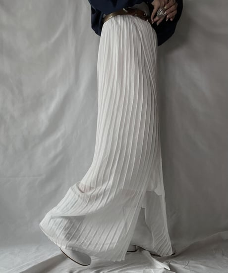 【USED】 Poly Pleats Long Skirt①/210921-028