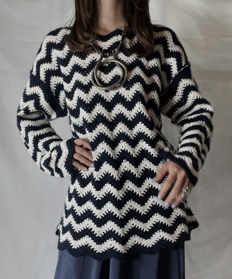 【USED】  Crochet Knit L/S Top ④/211014-038