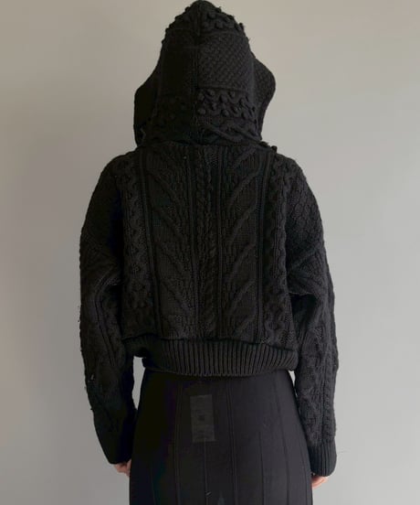 【RE;CIRCLE】 RE Aran Knit Double Zip-up Parka / Black / 251030-005