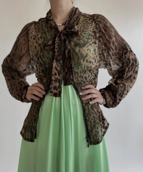 【USED】 YSL Leopard Long Sleeves Blouse / 220514-011