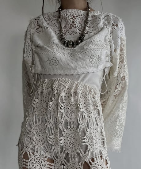 【RE;CIRCLE】 RE Crochet Lace Drawcord Top / 220526-031