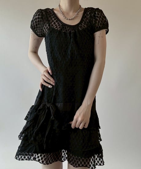 【USED】 Lace Pattern S/S Sheer One-Piece  / 250628-001