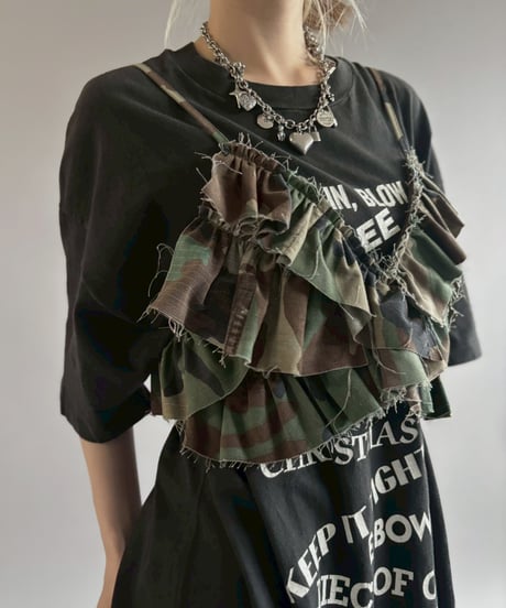 【RE;CIRCLE】 RE Camo Back Ribbon Frill Bustier / 260618-004