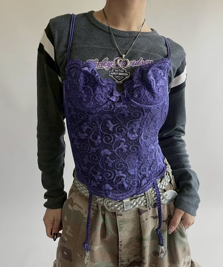 【USED】 Lace Pattern Camisole Corset Top   /250426-003