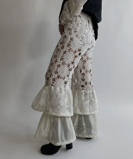 【RE;CIRCLE】 RE Crochet Lace Tiered Pants / 220427-044