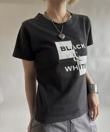 【USED】 RESIZED MADE in USA 90s GILDAN Black&White T-Shirt / 250830-011