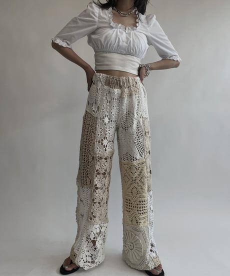 【RE;CIRCLE】 RE Crochet Patchwork Pants / 220728-027