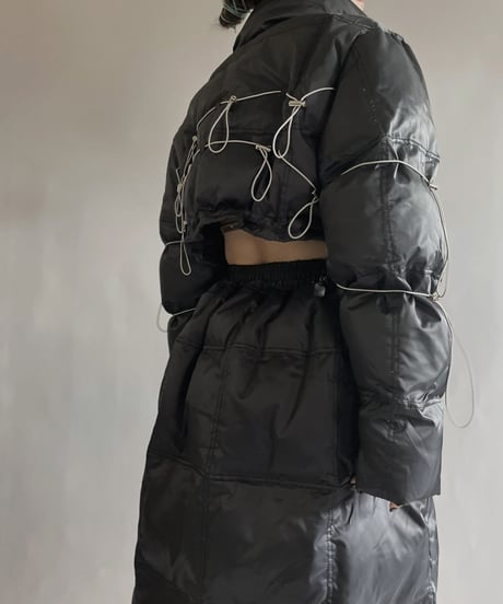 【RE;CIRCLE】 RE Draw Code Short Down Black×Gray + Skirt Co-ord Sets / 221215-011