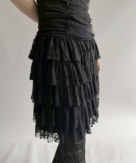 【USED】 Lace Pattern Tiered Skirt  / 250726-022