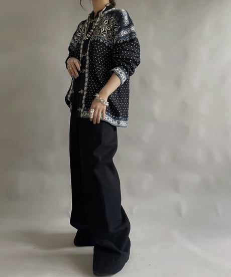 【USED】 Made in Norway  Cottone100% Tirolean Knit Top /240120-018
