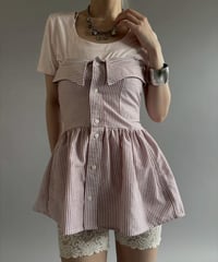 【RE;CIRCLE】  RE Stripe Shirt Mini One-Piece / 260611-001