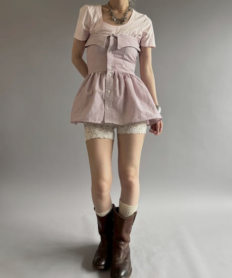 【RE;CIRCLE】  RE Stripe Shirt Mini One-Piece / 260611-001