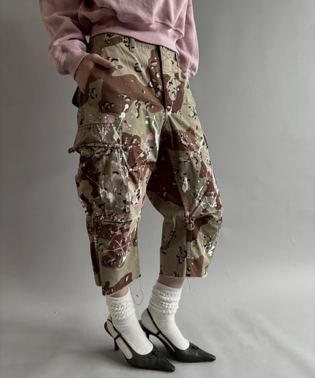 【USED】 Military Camouflage Cut Off Paint Pants /250925-007