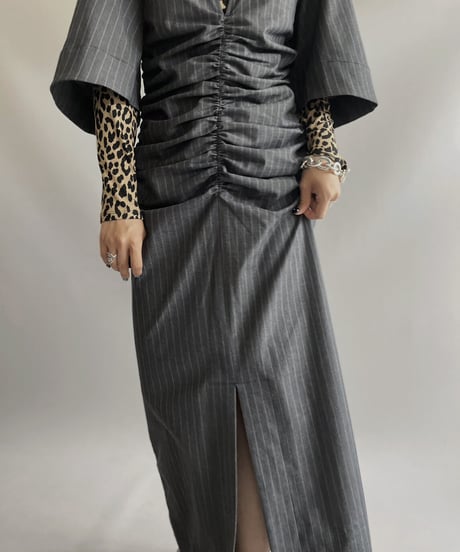 【USED】GANNI Strip Patterned S/S Jump Skirt / 230923-017
