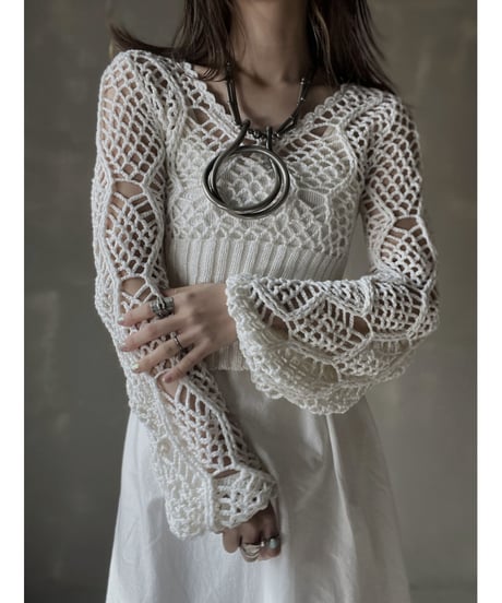 【USED】　Crochet Knit L/S Top/ 220220-032