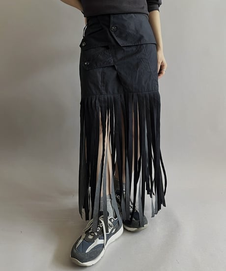 【RE;CIRCLE】 RE Trench Fringe Skirt Navy / 240407-027
