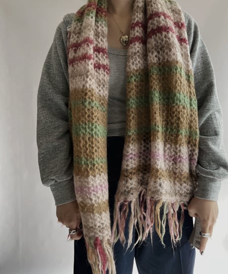 【USED】 Pink Knit Scarf / 221210-036