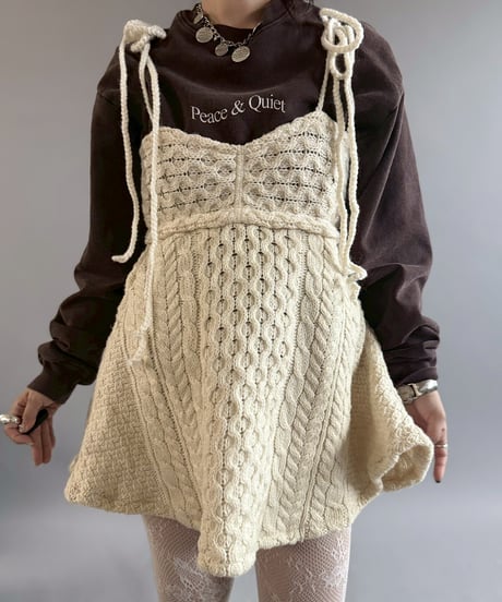 【RE;CIRCLE】 RE Aran Side Slit Camisole Mini One-Piece / Ivory  / 251030-013