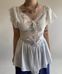 【USED】 Lace Pattern S/S Top  /250322-015
