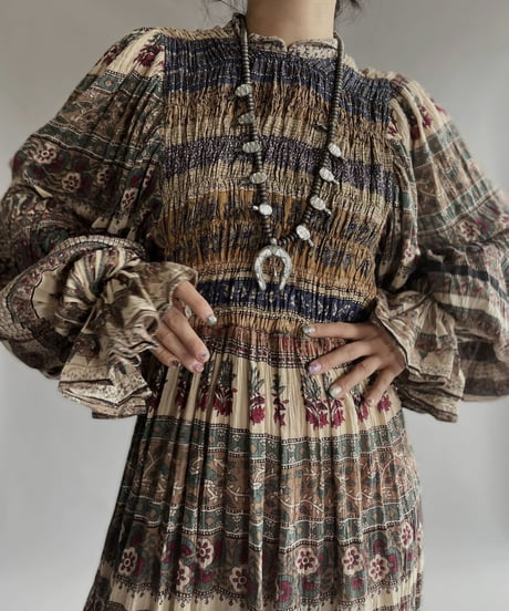 【RE;CIRCLE】 RE Indian Cotton Balloon Sleeved One-piece / 220901-005